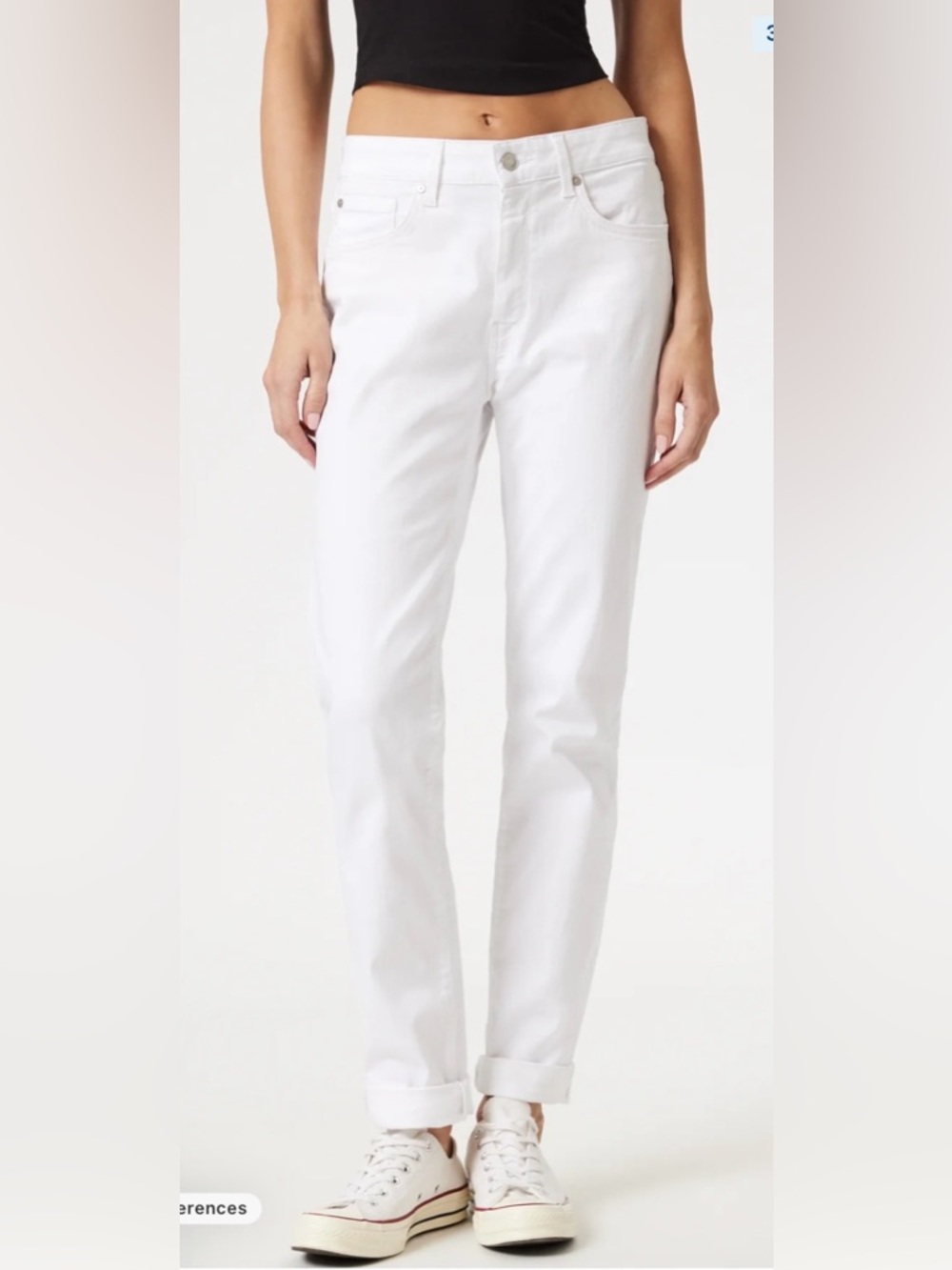 Mavi Kathleen Mid-Rise Slim Boyfriend White Denim Jeans
